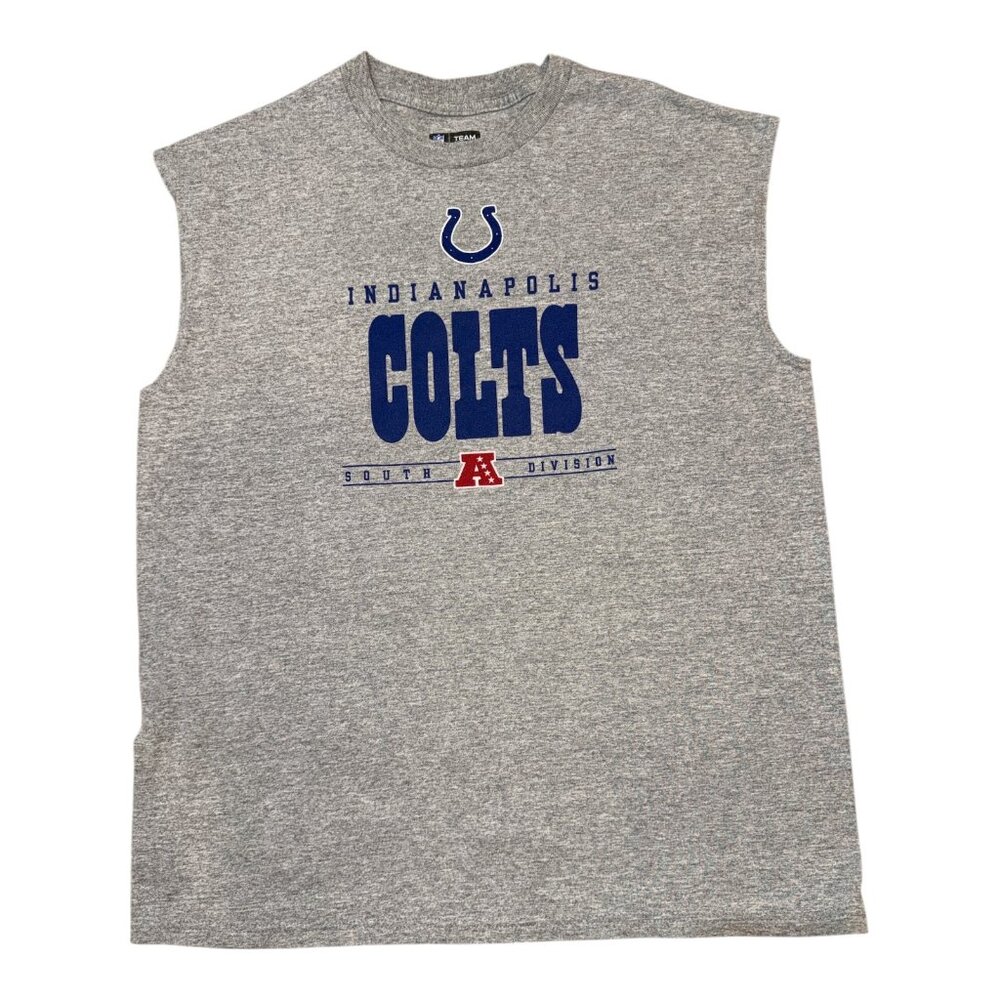 NFL Team Apparel Indianapolis Colts Gray South A Division Sleeveless T-Shirt L